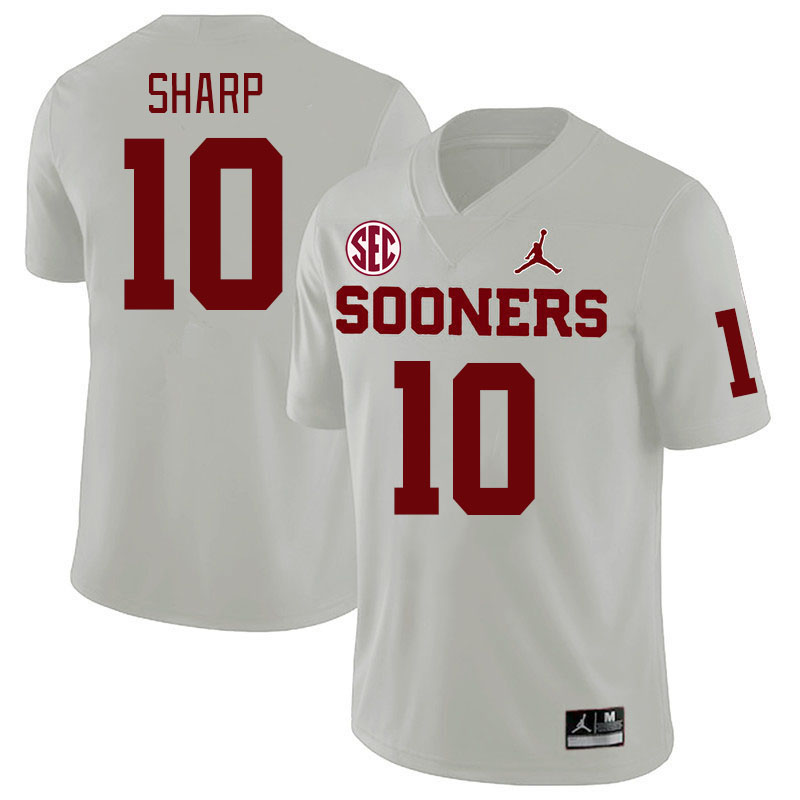 #10 Bauer Sharp Oklahoma Sooners 2024 SEC Conference College Football Jerseys-White